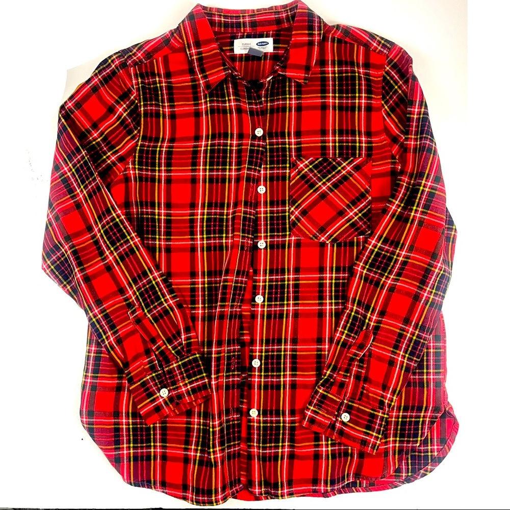 Tartan Oxford Button Down Shirt Size Medium Red Plaid Shirt